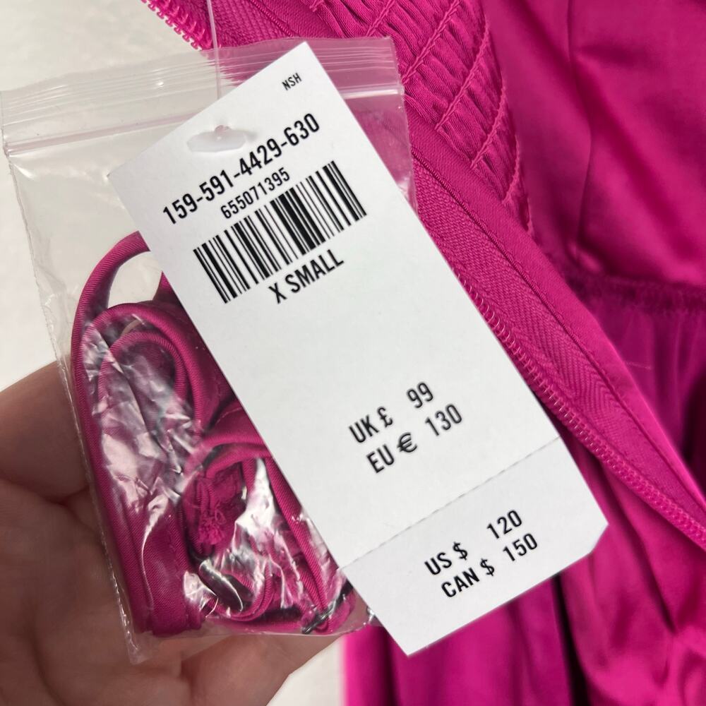 Abercrombie Emerson Ruched Strapless Pink Magenta Midi Dress NWT - Picture 3 of 10